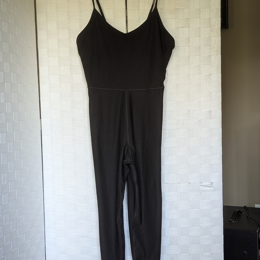 Old Navy Black Spaghetti Strap Jumpsuit Gym Athleisure Comfy Workout 1-piece XL